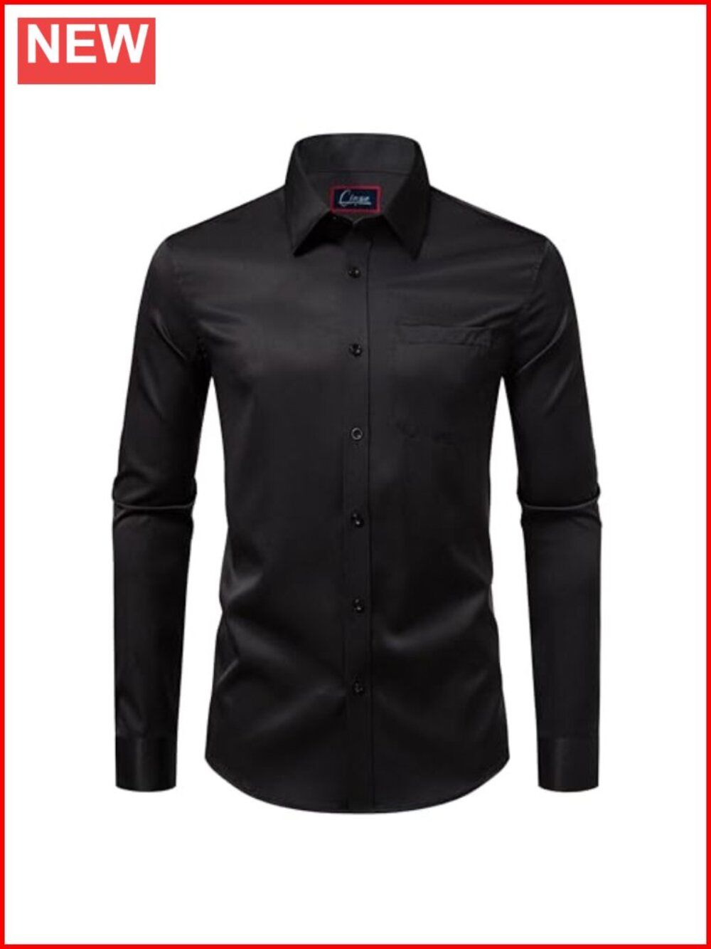 Men's Stretch Long Sleeve Button Down Dress Shirt Regular Fit with Pocket